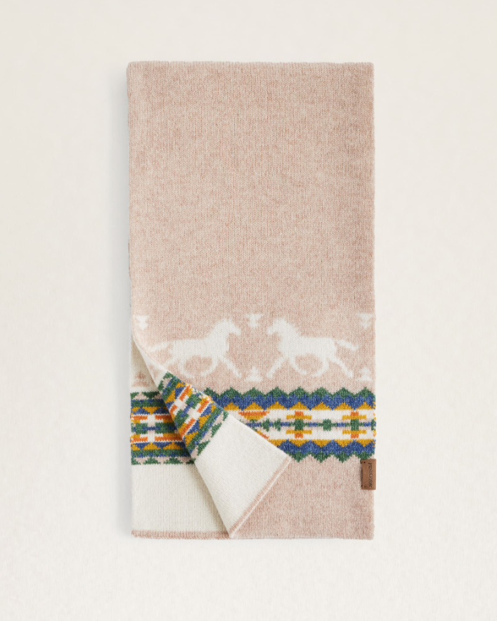 HORSE LAMBSWOOL SCARF<br>IVORY