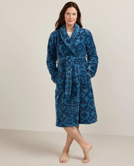 WOMEN'S BLUE RIDGE COTTON TERRY VELOUR BATHROBE<br>BLUE