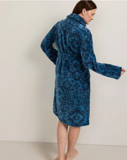 WOMEN'S BLUE RIDGE COTTON TERRY VELOUR BATHROBE<br>BLUE