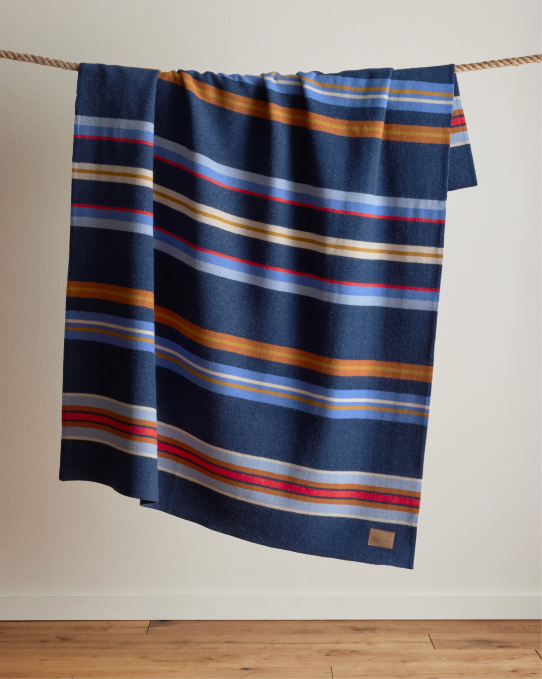 BRIDGER STRIPE WOOL THROW<br>NAVY
