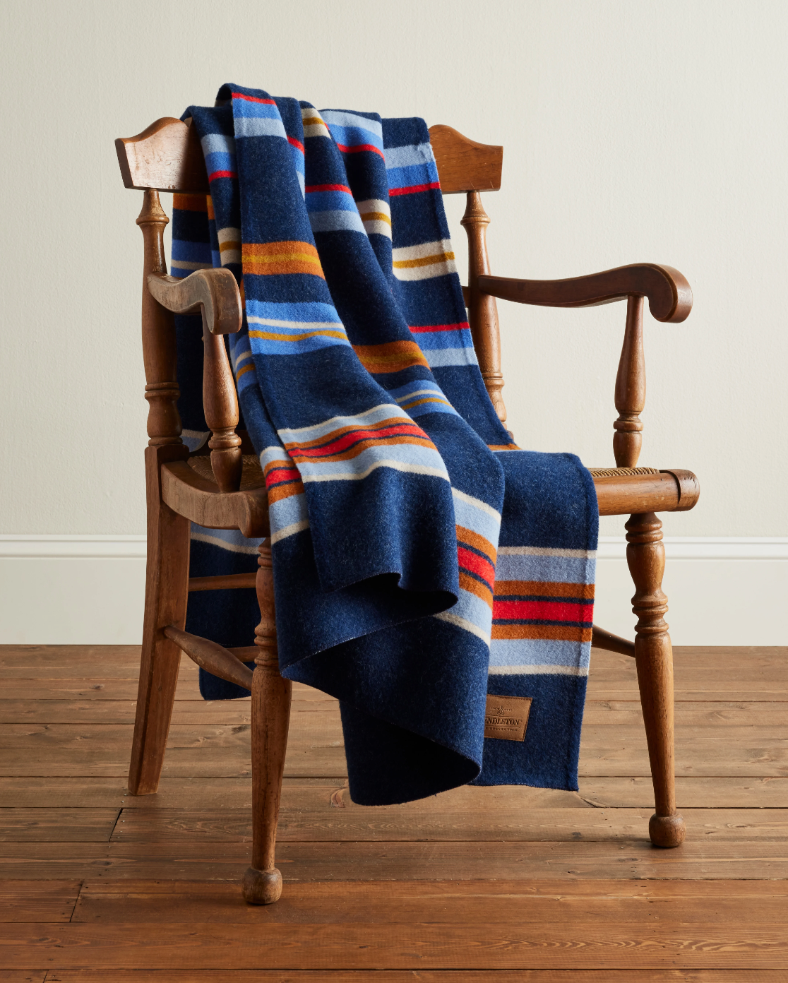 BRIDGER STRIPE WOOL THROW<br>NAVY