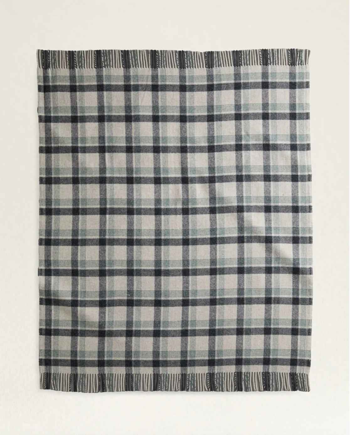 ECO-WISE WOOL FRINGED THROW<br>OAT KELSO PLAID