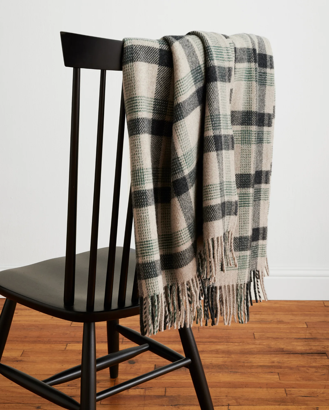 ECO-WISE WOOL FRINGED THROW<br>OAT KELSO PLAID