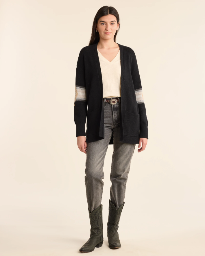 WOMEN'S SIERRA SPRINGS COTTON CARDIGAN<br>BLACK HARDING