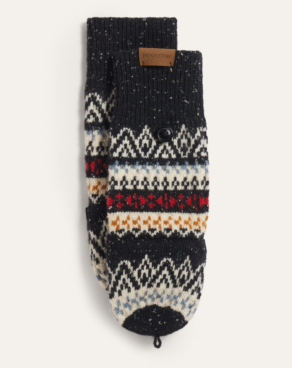 LAMBSWOOL CONVERTIBLE MITTENS<br>FAIRISLE BLACK