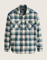 MEN'S BURNSIDE DOUBLEBRUSHED FLANNEL SHIRT<br>CREAM/GREEN/BLUE PLAID