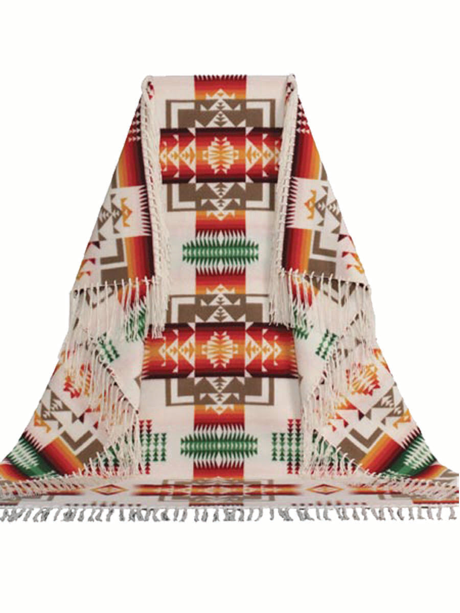 CHIEF JOSEPH FRINGED SHAWL<br>IVORY