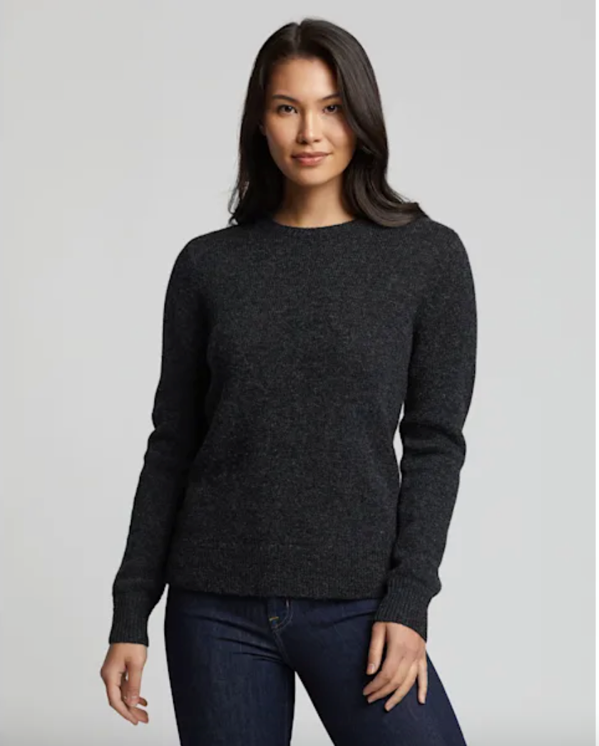 Shetland Crew Pullover Black Heather