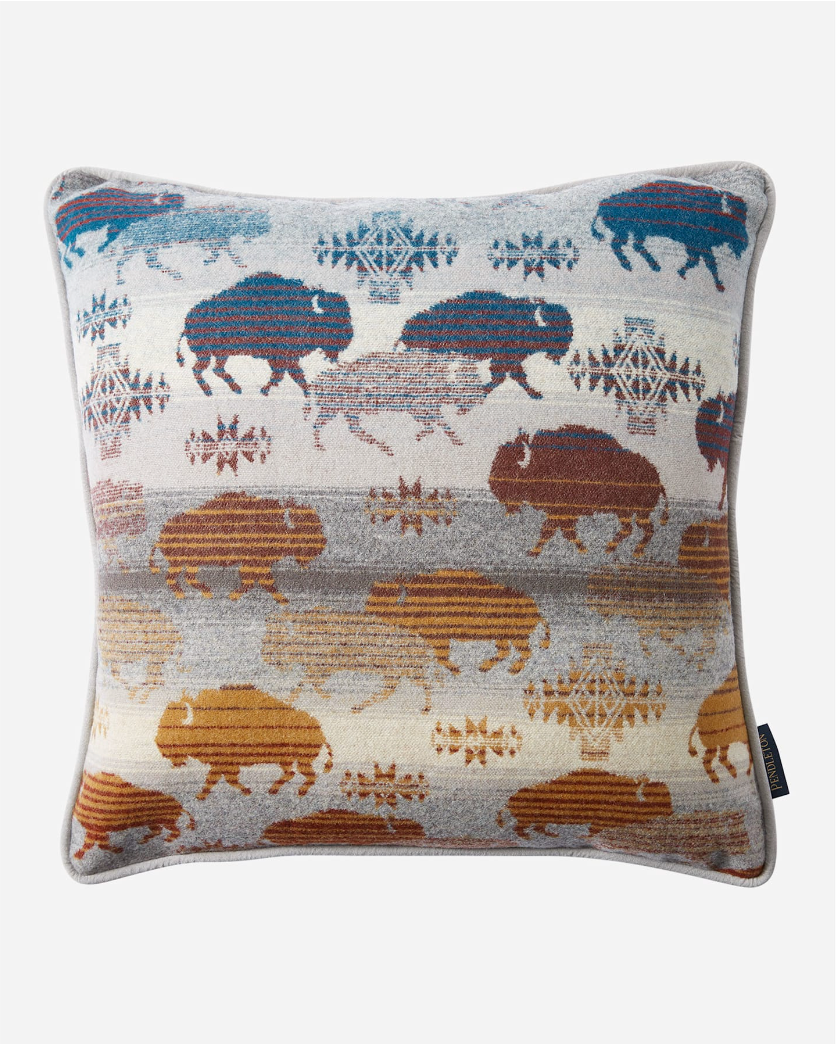 PRAIRIE RUSH HOUR PILLOW<br>GREY BUFFALO