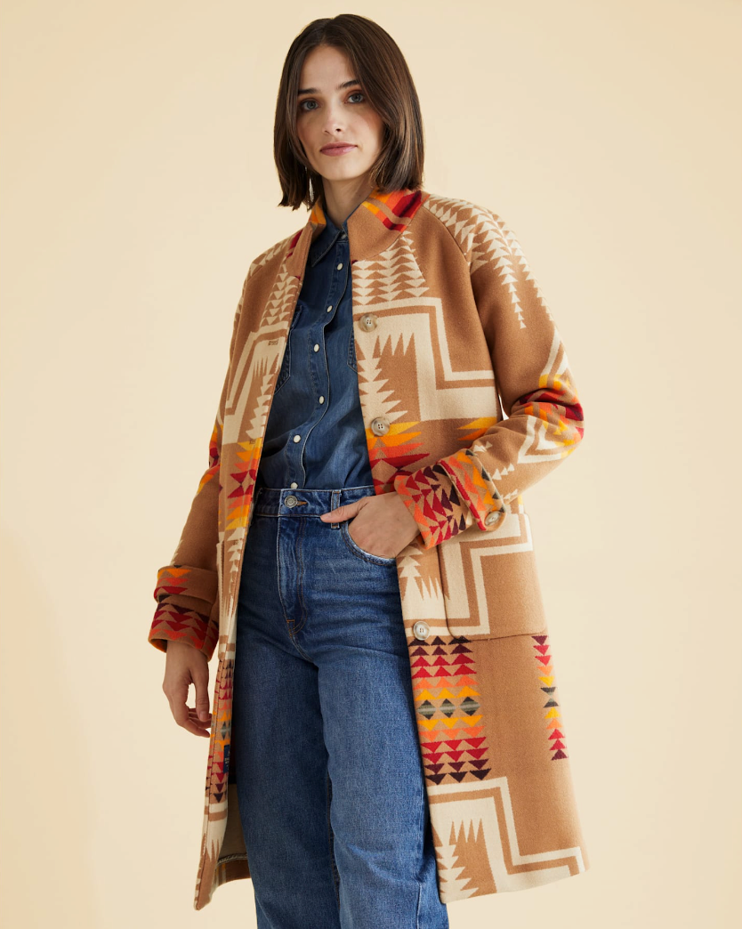 Pendleton Harding Archive Blanket Coat Tan
