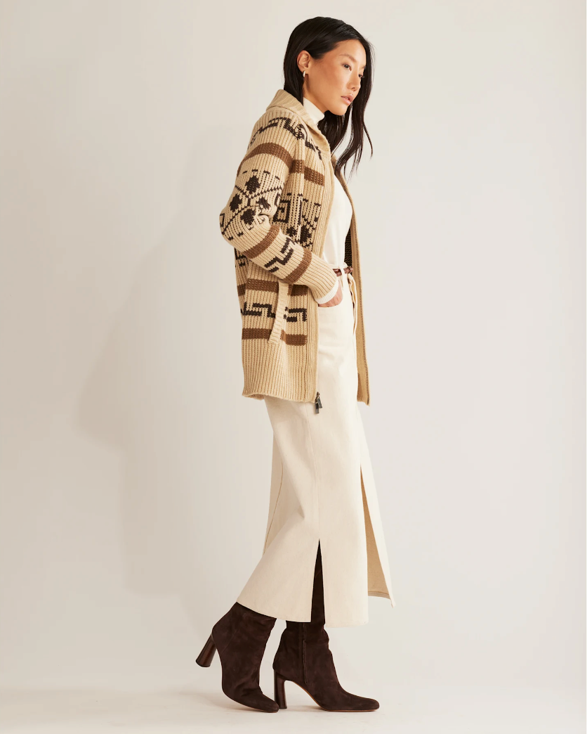 Long Westerley Cardigan <br> Tan/Brown Multi