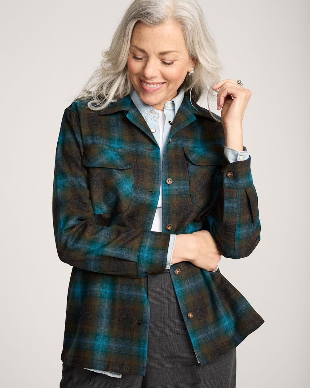 Boyfriend Board Shirt<br>Teal/Charcoal Ombre
