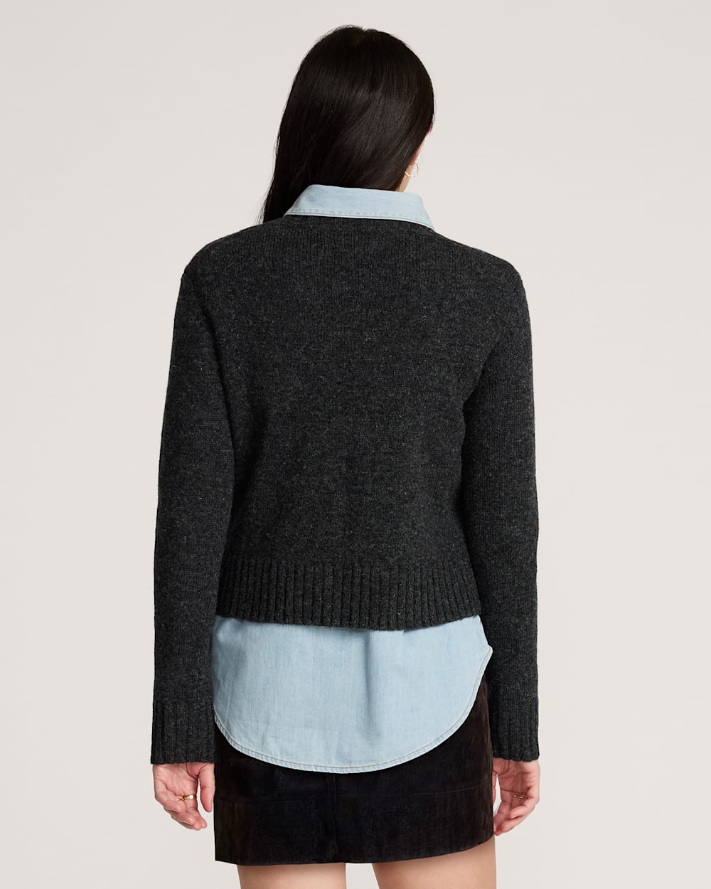 WOMEN'S SHETLAND COLLECTION CREWNECK<br>BLACK HEATHER