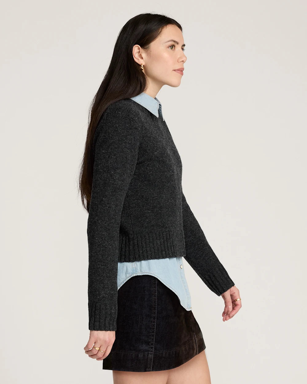 WOMEN'S SHETLAND COLLECTION CREWNECK<br>BLACK HEATHER
