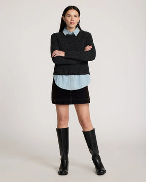 WOMEN'S SHETLAND COLLECTION CREWNECK<br>BLACK HEATHER