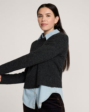 WOMEN'S SHETLAND COLLECTION CREWNECK<br>BLACK HEATHER