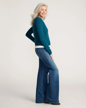 WOMEN'S SHETLAND COLLECTION CREWNECK<br>DEEP TEAL HEATHER