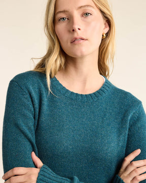 WOMEN'S SHETLAND COLLECTION CREWNECK<br>DEEP TEAL HEATHER