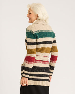 WOMEN'S CAMP STRIPE CARDIGAN <br> IVORY STRIPE MULTI
