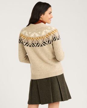 WOMEN'S FAIR ISLE MERINO CARDIGAN<br>OATMEAL MULTI