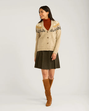 WOMEN'S FAIR ISLE MERINO CARDIGAN<br>OATMEAL MULTI