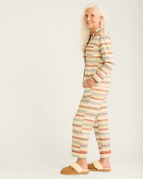 WOMEN'S BRIDGER STRIPE FLANNEL PAJAMA SET<br>IVORY