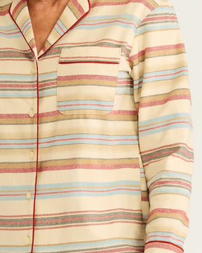 WOMEN'S BRIDGER STRIPE FLANNEL PAJAMA SET<br>IVORY