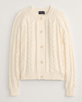 WOMEN'S COTTON CABLE CARDIGAN<br>ECRU