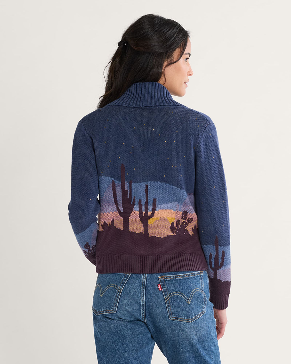 Western Scenic Cardigan<br>Navy Starry Night