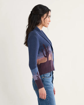 Western Scenic Cardigan<br>Navy Starry Night