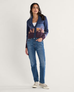 Western Scenic Cardigan<br>Navy Starry Night