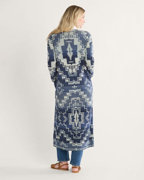 WOMEN'S COTTON DUSTER CADIGAN<br>INDIGO MULTI