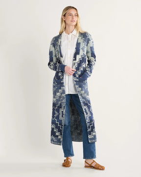 WOMEN'S COTTON DUSTER CADIGAN<br>INDIGO MULTI
