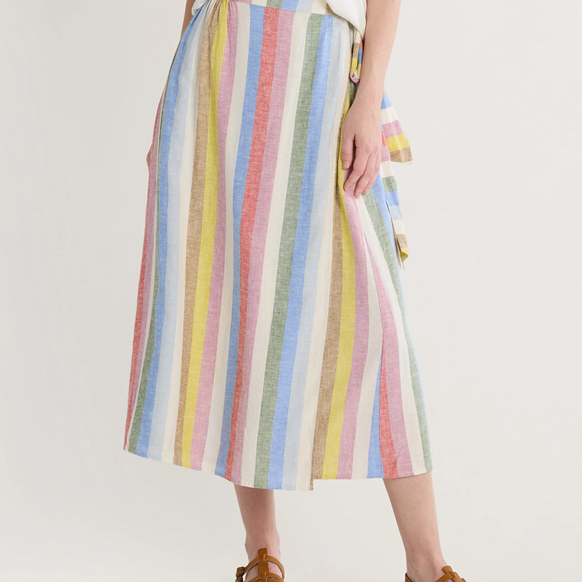 【INCHANT ME】Frill Stripe Midi Skirt Frill Stripe Midi Skirt (2C) - INCHANT ME
