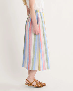 WOMEN'S LINEN WRAP SKIRT<br>MULTI STRIPE