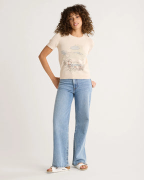 WOMEN'S COASTAL COTTON SWEATER<br>TAN MULTI