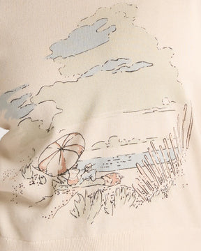 WOMEN'S COASTAL COTTON SWEATER<br>TAN MULTI