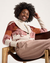 WOMEN'S WESTERN SCENIC COTTON CARDIGAN<br>BRICK ROSE/MULTI