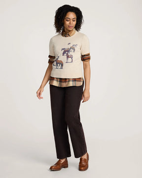WOMEN'S WILD HORSE COTTON SWEATER<br>ECRU