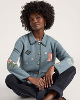 WOMEN'S WESTERN SOUVENIR CARDIGAN<br>DENIM HEATHER