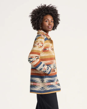 WOMEN'S WYETH FALLS REVERSIBLE WOOL COAT<br>TAN MULTI