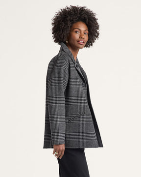 WOMEN'S REVERSIBLE WOOL JACKET<br>CHARCOAL HERRINGBONE
