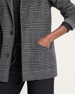 WOMEN'S REVERSIBLE WOOL JACKET<br>CHARCOAL HERRINGBONE