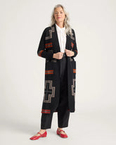 SAMPLE - WOMEN'S SAN MIGUEL LAMBSWOOL DUSTER CARDIGAN<br>BLACK/RED