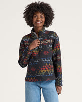 WOMEN'S AUTUMN BIRCH COTTON CHAMOIS HALF-ZIP PULLOVER<br>BLACK MULTI