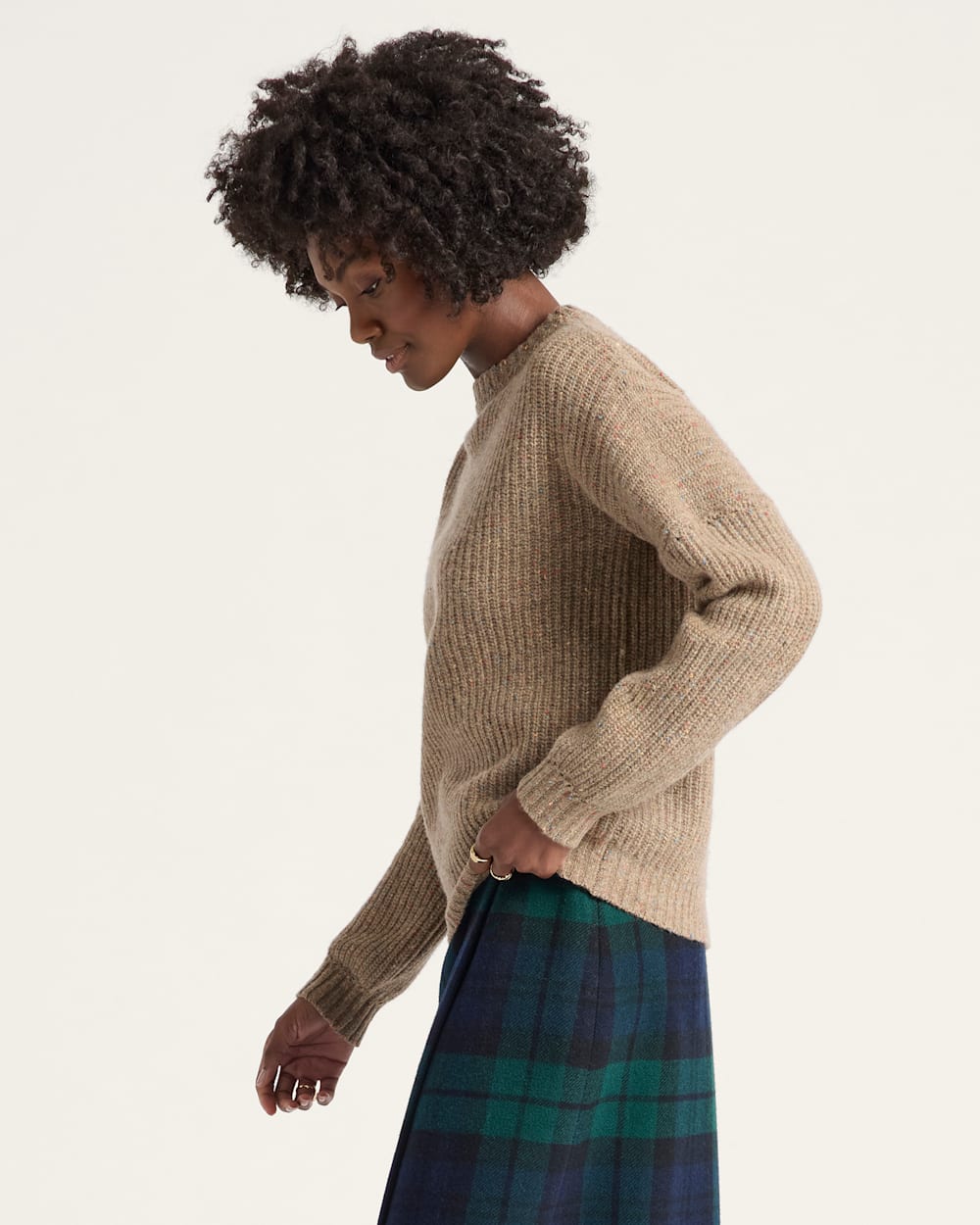 WOMEN'S DONEGAL EYELET SWEATER<br>TAN
