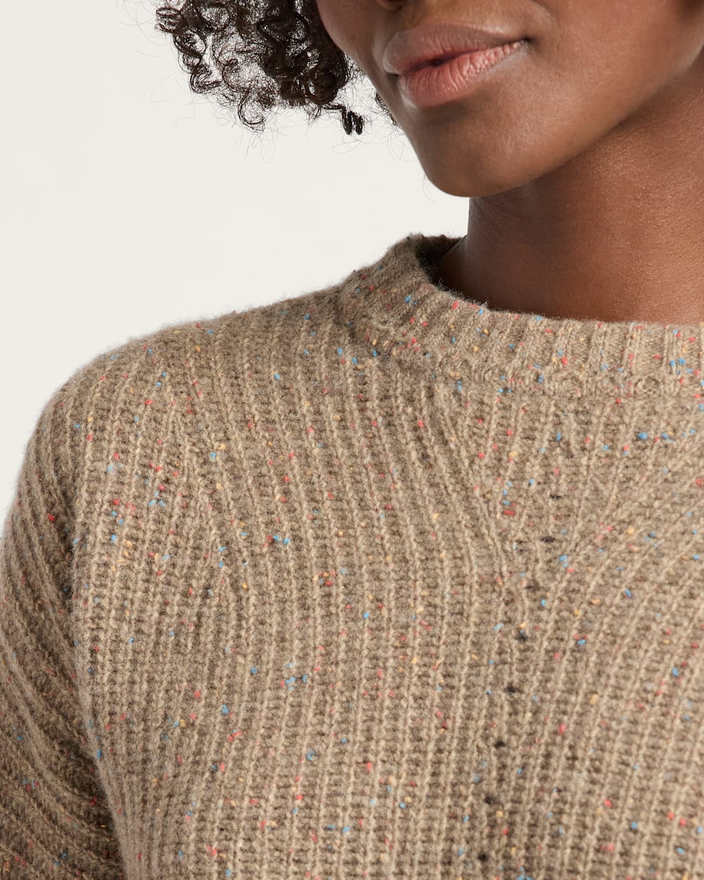WOMEN'S DONEGAL EYELET SWEATER<br>TAN