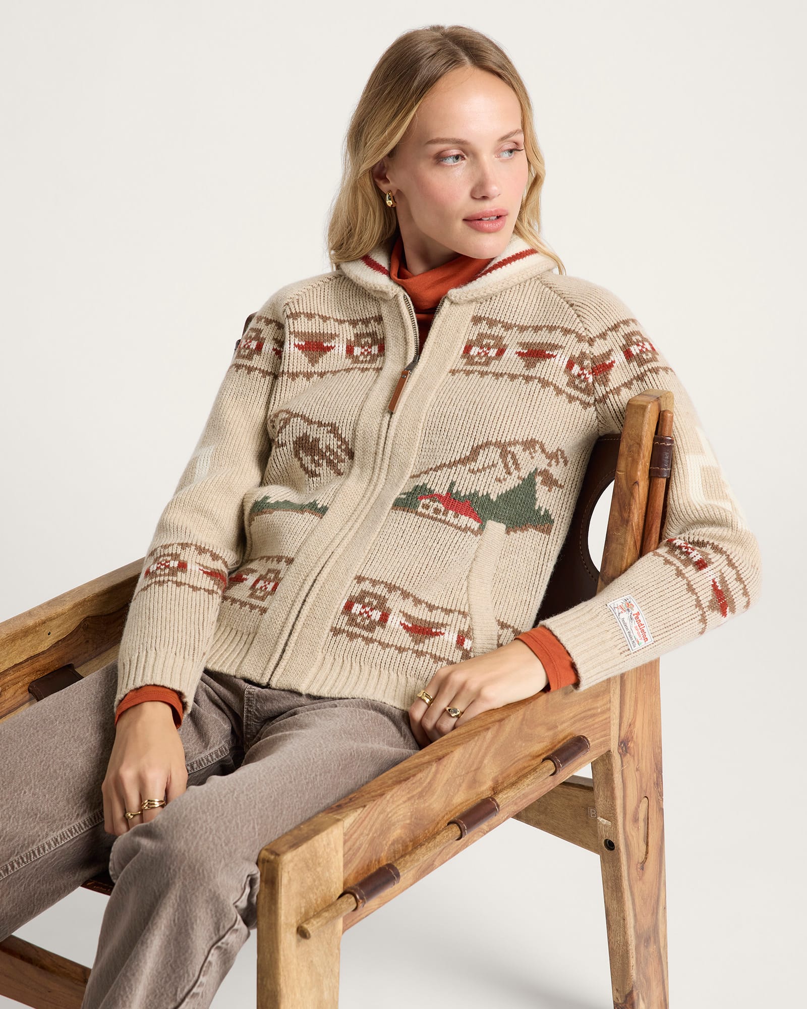 WOMEN'S ALPINE LAMBSWOOL ZIP CARDIGANOATMEAL HEATHER