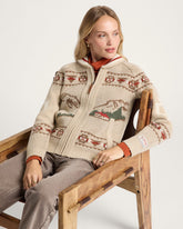 WOMEN'S ALPINE LAMBSWOOL ZIP CARDIGAN<br>OATMEAL HEATHER