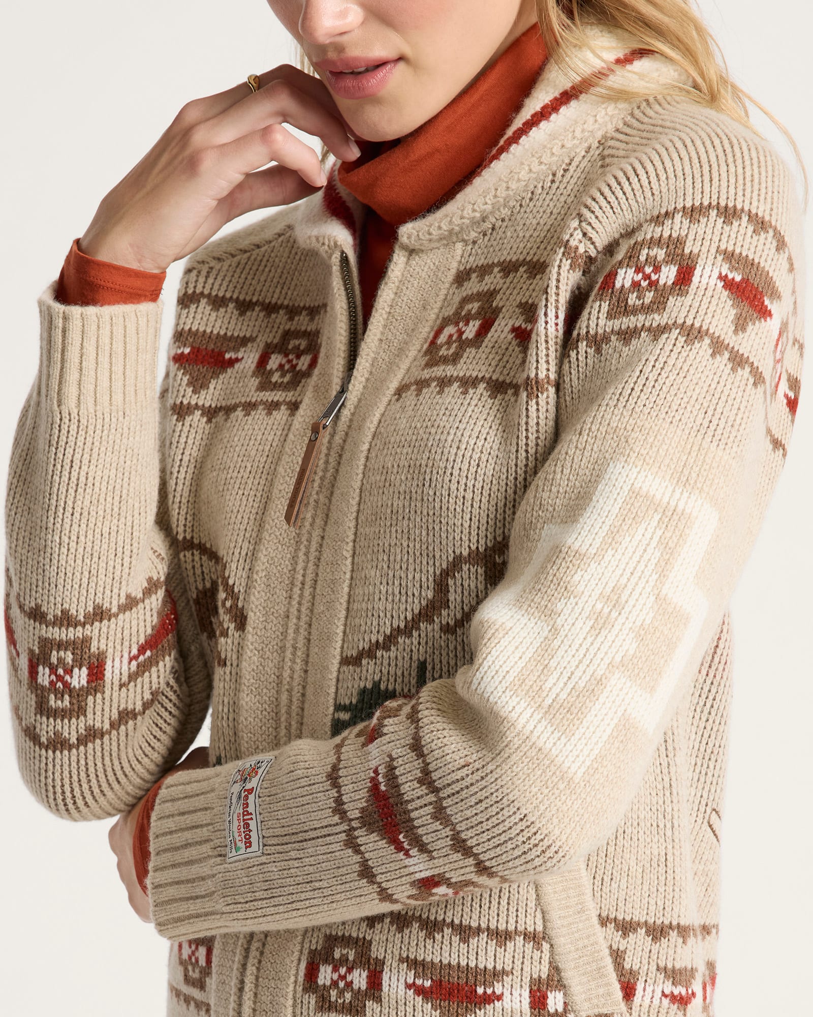 WOMEN'S ALPINE LAMBSWOOL ZIP CARDIGAN<br>OATMEAL HEATHER